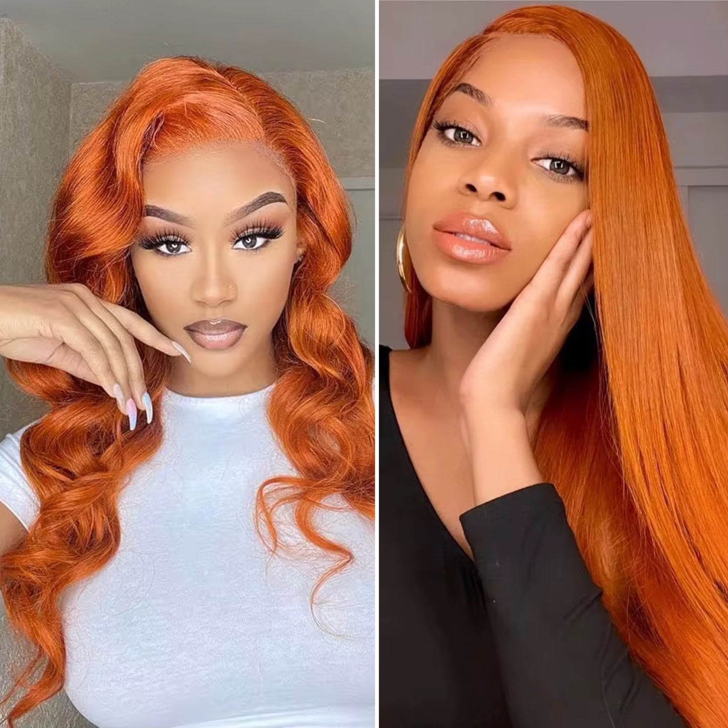 Perruque Lisse Orange – Couleur vibrante & finition HD