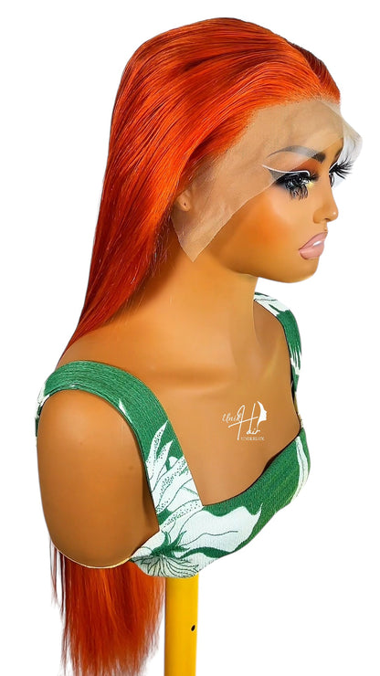 Perruque Lisse Orange – Couleur vibrante & finition HD