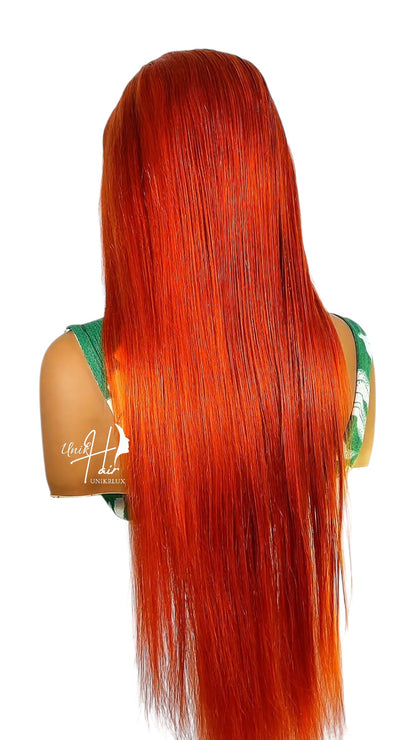 Perruque Lisse Orange – Couleur vibrante & finition HD