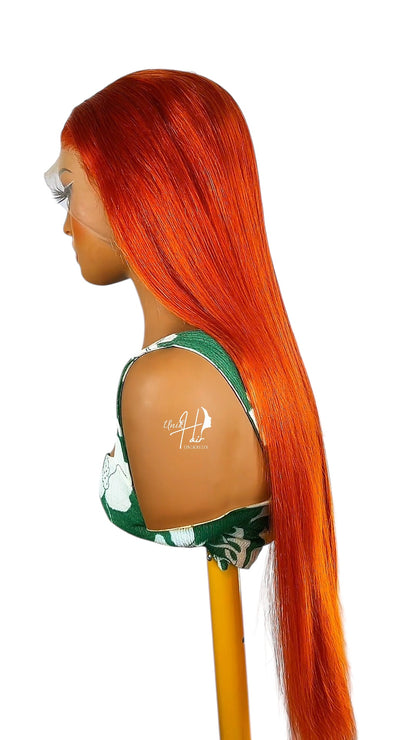 Perruque Lisse Orange – Couleur vibrante & finition HD